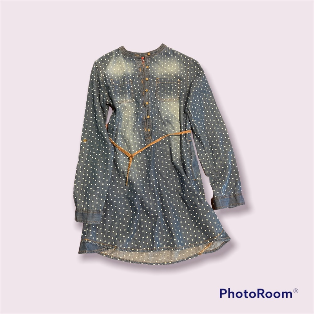 Girls Belted Jean dress